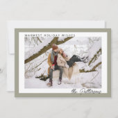 Modern Minimalist Warm Sage Green Photo Christmas シーズンカード (正面)