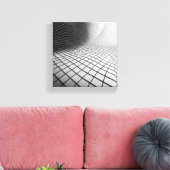 Modern Minimalist Wavy Grid Art - 3D Abstract Wire キャンバスプリント (インサイチュ (リビング))