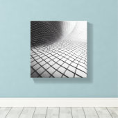 Modern Minimalist Wavy Grid Art - 3D Abstract Wire キャンバスプリント (インサイチュ (ウッドフロア))