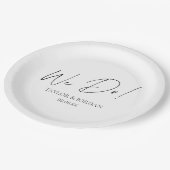 Modern Minimalist We Do! Script Wedding Dinner ペーパープレート (アングル)