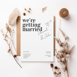 Modern Minimalist “We’re Getting Married” 招待状