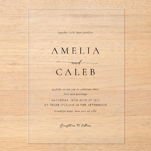 Modern Minimalist Wedding アクリル招待状 (正面)