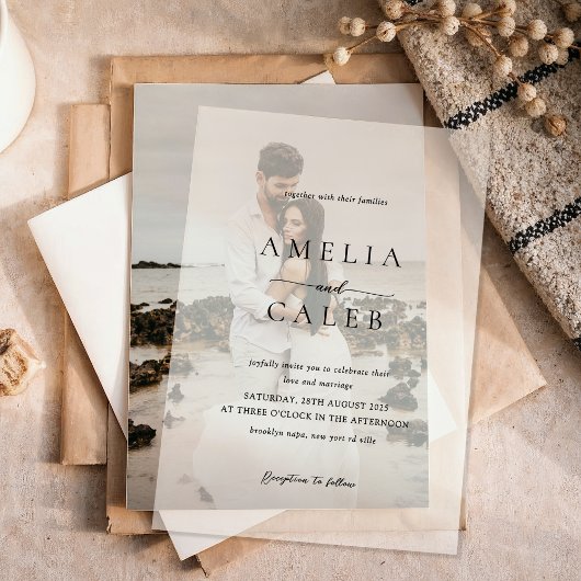 Modern Minimalist Wedding ベラム紙招待状