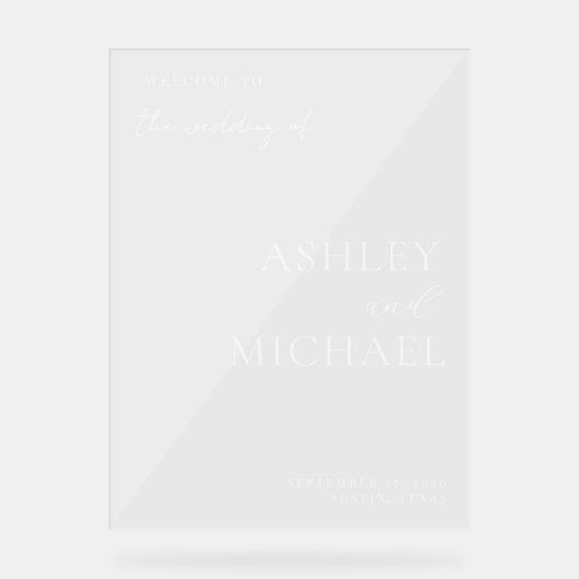 Modern Minimalist Wedding Acrylic Welcome Sign アクリルサイン (正面)