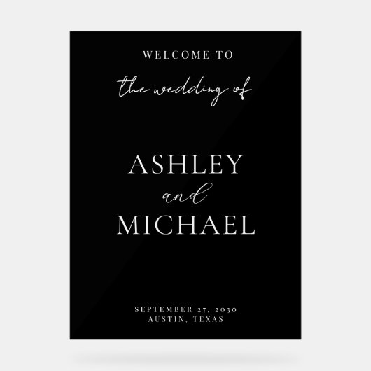 Modern Minimalist Wedding Acrylic Welcome Sign アクリルサイン (正面)