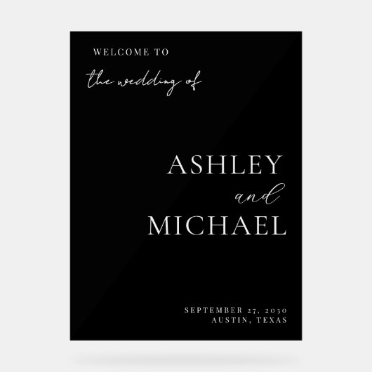 Modern Minimalist Wedding Acrylic Welcome Sign アクリルサイン (正面)