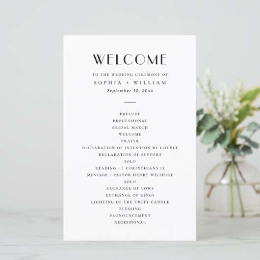 Modern Minimalist Wedding | Black & White Program (スタンド正面)
