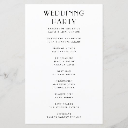 Modern Minimalist Wedding | Black & White Program (裏面)