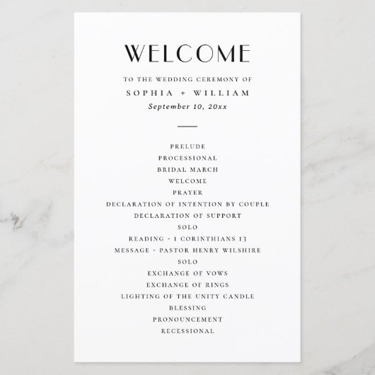 Modern Minimalist Wedding | Black & White Program (正面)