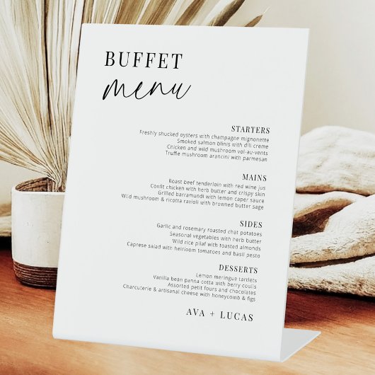 Modern Minimalist Wedding Buffet Menu 台座サイン