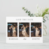 Modern Minimalist Wedding Collage | Elegant Script 招待状 (スタンド正面)