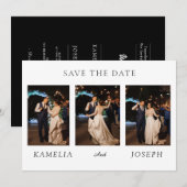 Modern Minimalist Wedding Collage | Elegant Script 招待状 (正面/裏面)