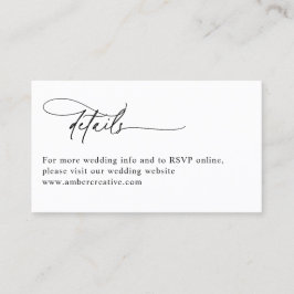 Modern Minimalist Wedding Details Enclosure Card 名刺