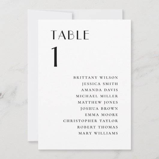 Modern Minimalist Wedding | Elegant Seating Chart 招待状 (正面)