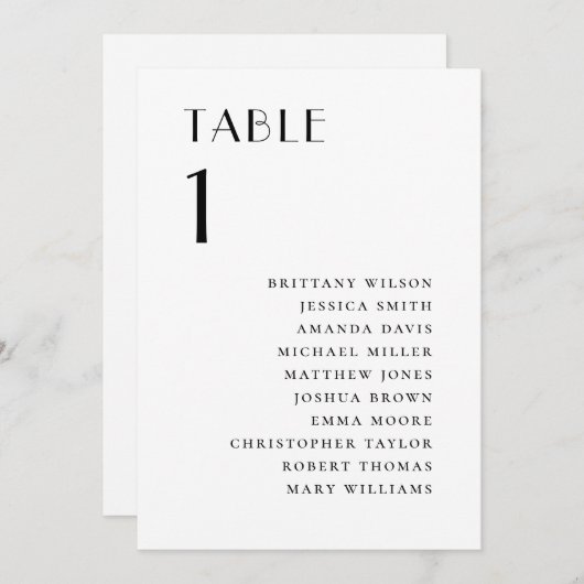 Modern Minimalist Wedding | Elegant Seating Chart 招待状 (正面/裏面)