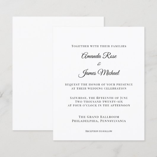 modern minimalist wedding invitation (正面/裏面)