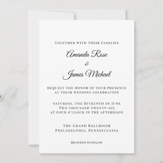 modern minimalist wedding invitation (正面)