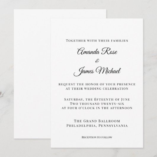 modern minimalist wedding invitation (正面/裏面)