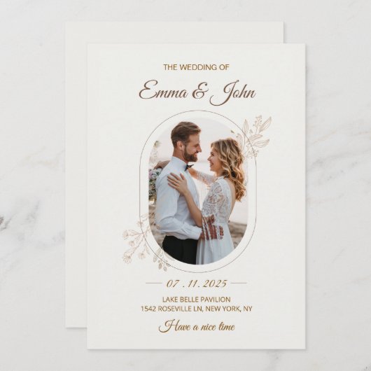 Modern Minimalist Wedding Invitation 招待状 (正面/裏面)