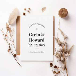 Modern Minimalist Wedding Invitation with star 招待状