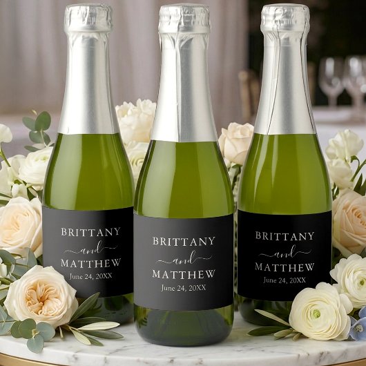 Modern Minimalist Wedding Mini スパークリングワインラベル