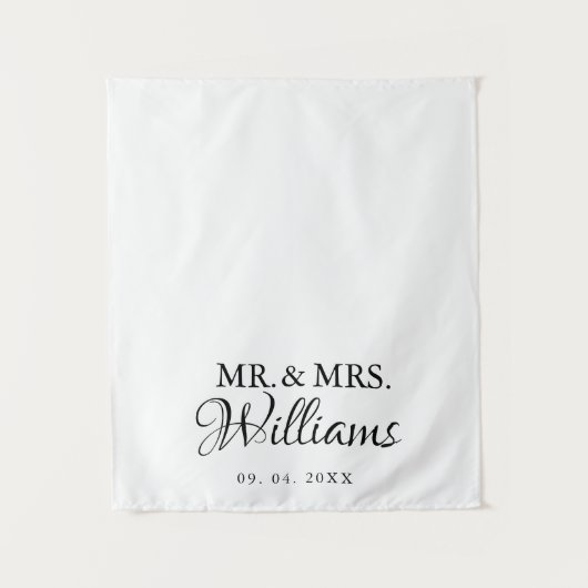 Modern Minimalist Wedding Personalized name Sign タペストリー (正面)