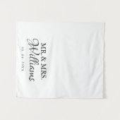 Modern Minimalist Wedding Personalized name Sign タペストリー (正面(横))