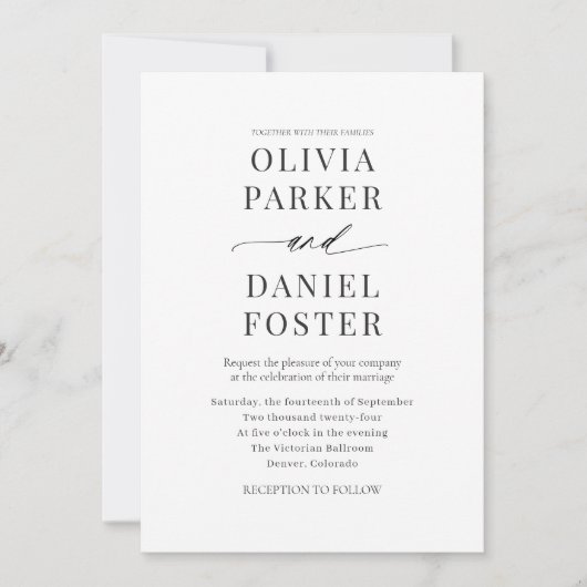 Modern Minimalist Wedding Photo QR Code  招待状 (正面)