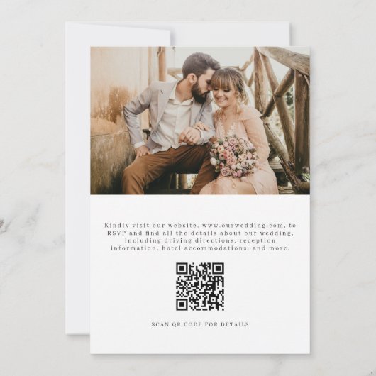 Modern Minimalist Wedding Photo QR Code  招待状 (裏面)