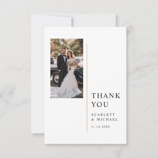 Modern Minimalist Wedding Photo With Note サンキューカード (正面)