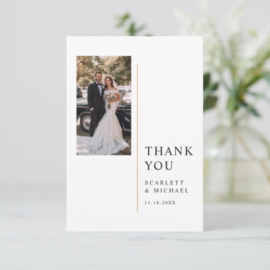 Modern Minimalist Wedding Photo With Note サンキューカード (スタンド正面)