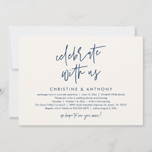 Modern Minimalist Wedding Reception Dinner 招待状 (正面)