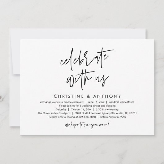 Modern Minimalist Wedding Reception Dinner 招待状 (正面)