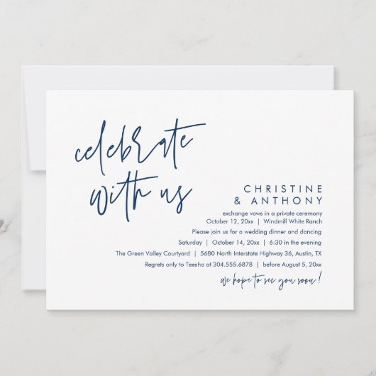 Modern Minimalist Wedding Reception Dinner 招待状 (正面)