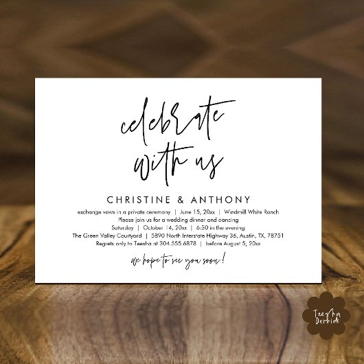 Modern Minimalist Wedding Reception Dinner 招待状