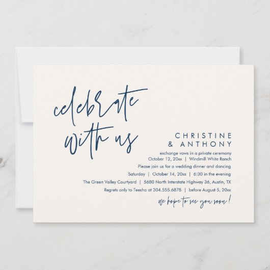 Modern Minimalist Wedding Reception Dinner 招待状 (正面)