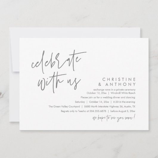 Modern Minimalist Wedding Reception Dinner 招待状 (正面)