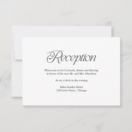 Modern Minimalist Wedding Reception Insert Card 出欠カード (正面)