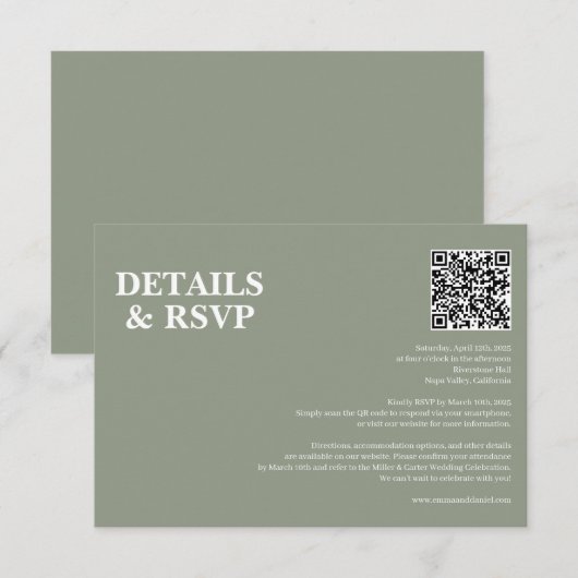 Modern Minimalist Wedding RSVP Card (正面/裏面)