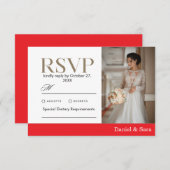 Modern Minimalist Wedding RSVP Card with Photo (正面/裏面)