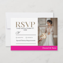 Modern Minimalist Wedding RSVP Card with Photo