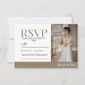 Modern Minimalist Wedding RSVP Card with Photo (正面)