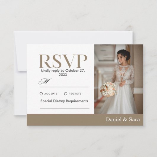 Modern Minimalist Wedding RSVP Card with Photo (正面)