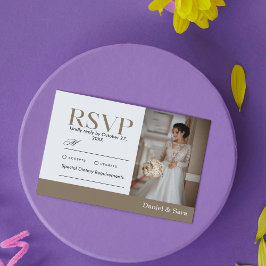 Modern Minimalist Wedding RSVP Card with Photo