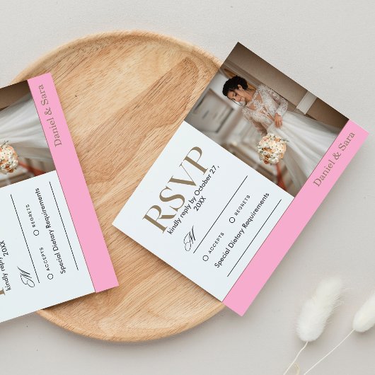 Modern Minimalist Wedding RSVP Card with Photo