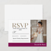 Modern Minimalist Wedding RSVP Card with Photo (正面/裏面)