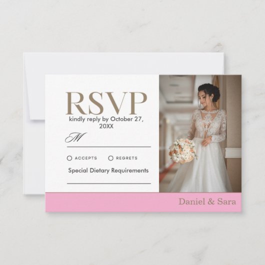 Modern Minimalist Wedding RSVP Card with Photo (正面)