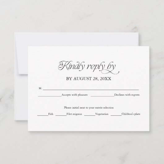 Modern Minimalist Wedding RSVP Elegant Reply Card (正面)