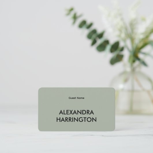 Modern Minimalist Wedding | Sage Green プレイスカード (スタンド正面)