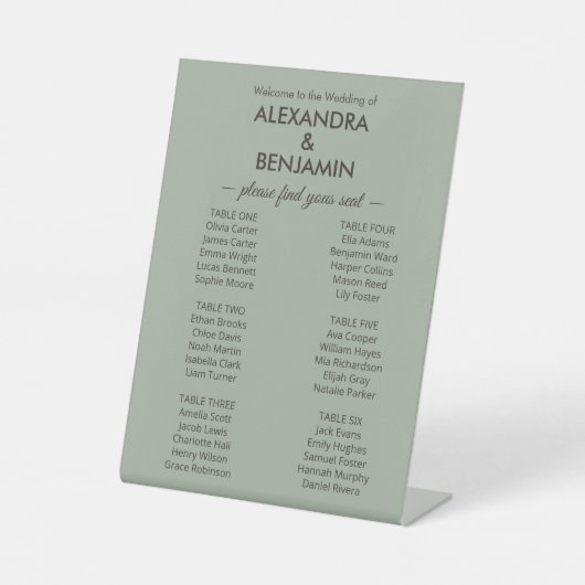 Modern Minimalist Wedding | Sage Green seating 台座サイン (正面)